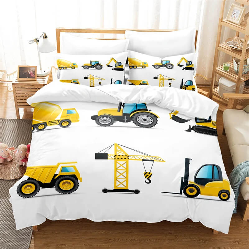 Cartoon Kids Helicopter & Car Duvet Cover Set