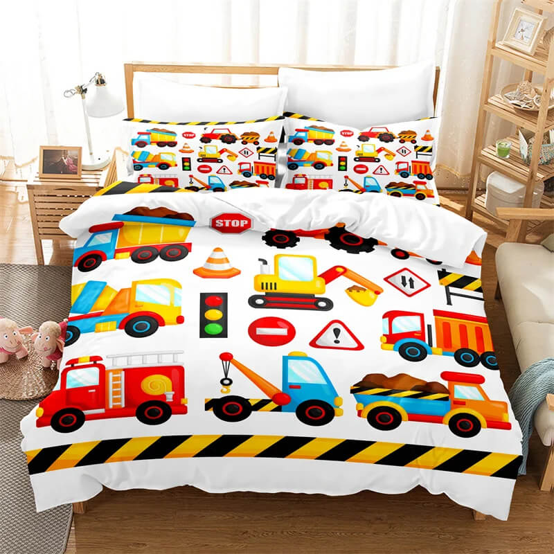 Boys Vehicle Theme Bedding Set with Cars and Helicopters