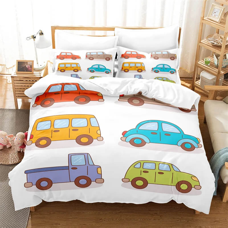 3D Cartoon Car Bedding Set for Boys Bedroom