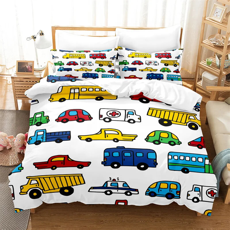 Kids Vehicle Bedding Set for Children’s Room Decor