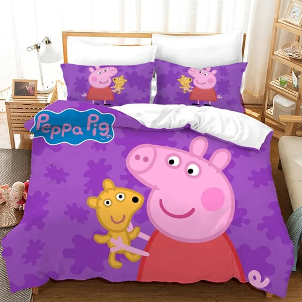 Peppa Pig Sleepy Design Eenpersoons Omkeerbare Tweezijdige Officiële Paarse Peppa Sleepover Beddengoed Dekbedovertrek met Bijpassende Kussensloop Peppa Pig Sleepy Design Eenpersoons Omkeerbare Tweezijdige Officiële Paarse Peppa Sleepover Beddengoed Dekbedovertrek met Bijpassende Kussensloop