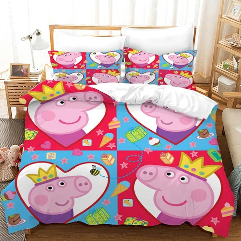 Peppa Pig cartoon duvet cover set for kids bedroom