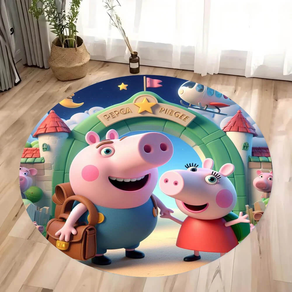 Cartoon Peppa Pig round rug for fun kids’ playtime