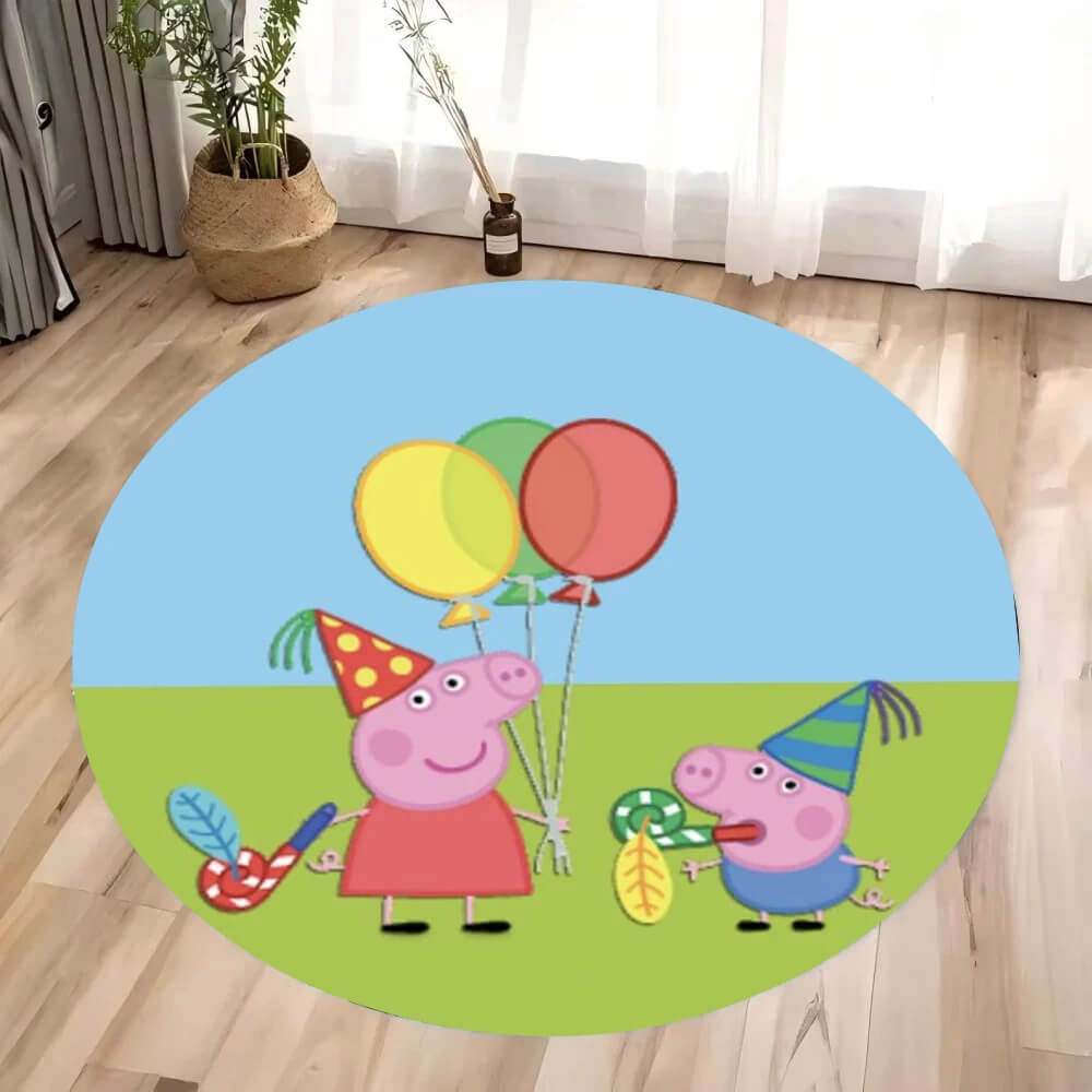 Fun and playful Peppa Pig round floor mat for kids