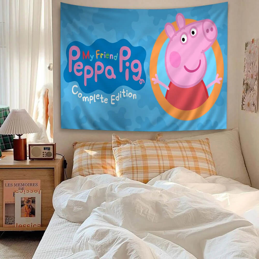 Cartoon Peppa Pig anime tapestry kids bedroom decor