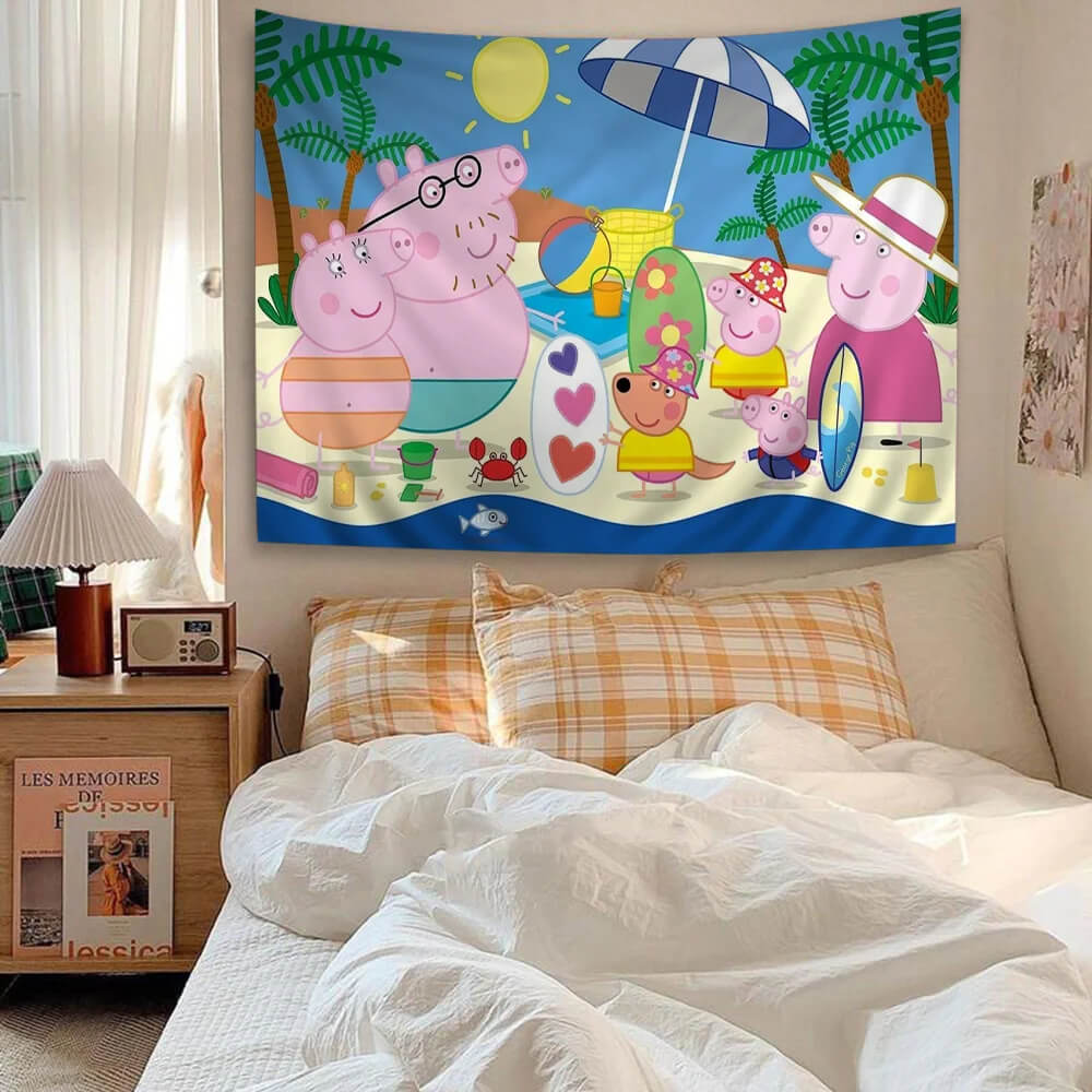 Decorative Peppa Pig cartoon tapestry for bedroom