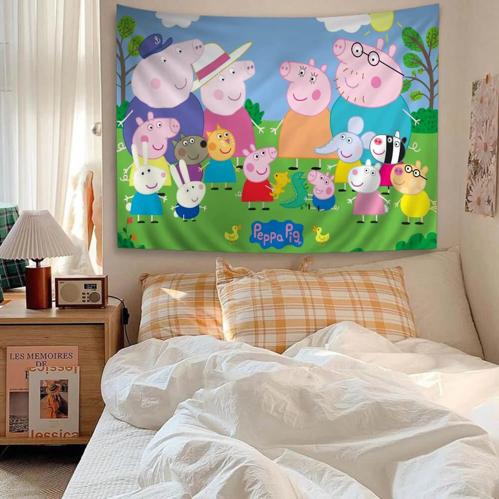 Peppa Pig character tapestry wall hanging for kids