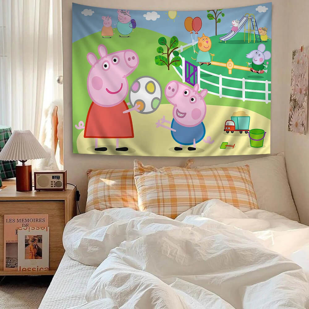 Nursery room Peppa Pig tapestry kids cartoon design