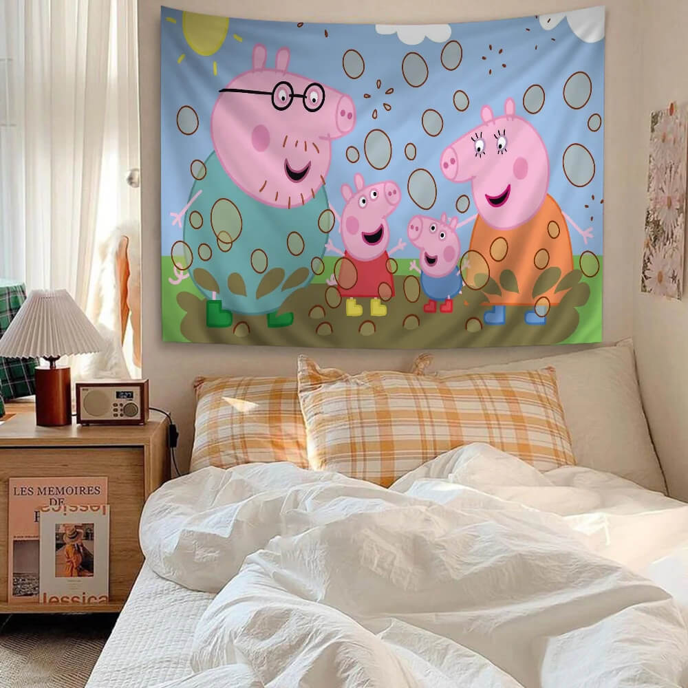 Cartoon Peppa Pig home decor tapestry wall art