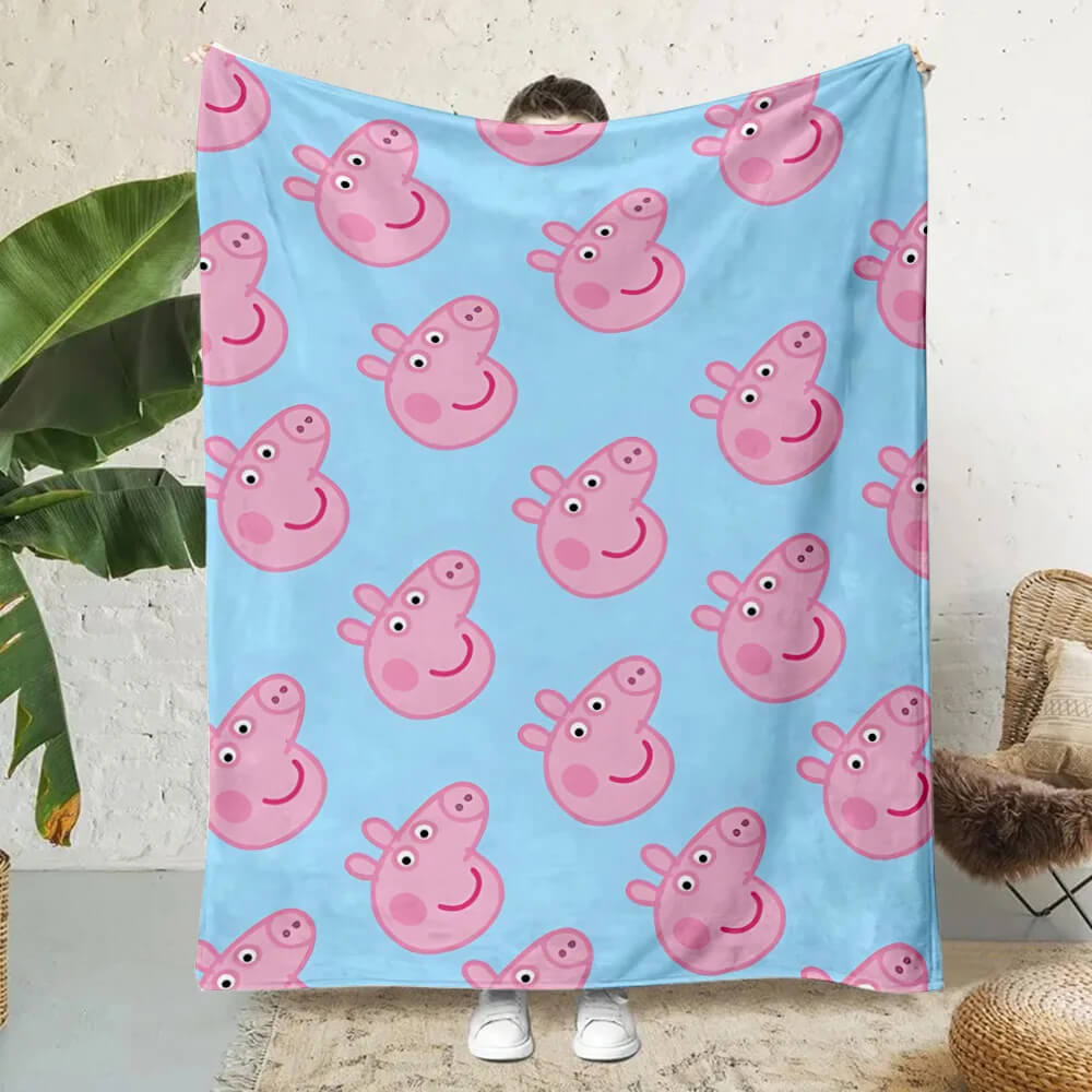 Cartoon Peppa Pig throw blanket for kids bedroom