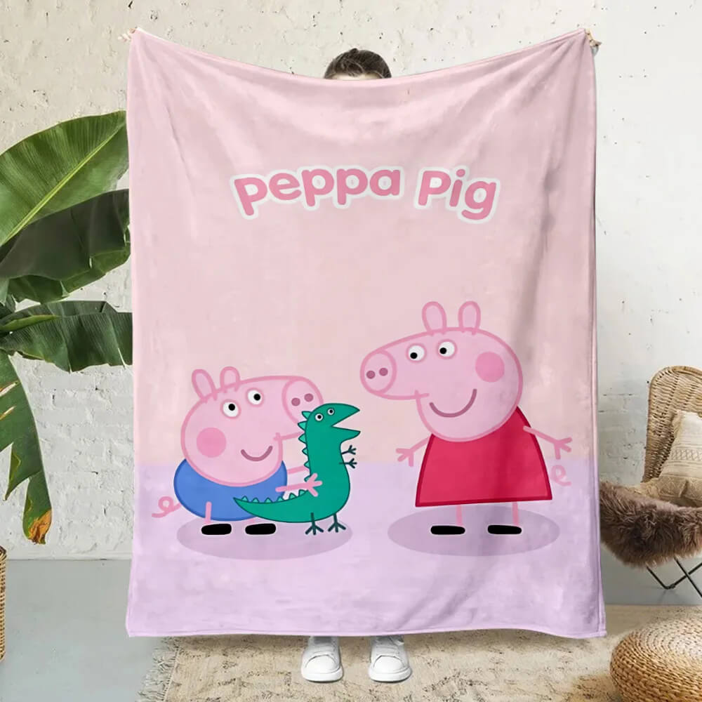 Cartoon Peppa Pig plush fleece blanket for kids