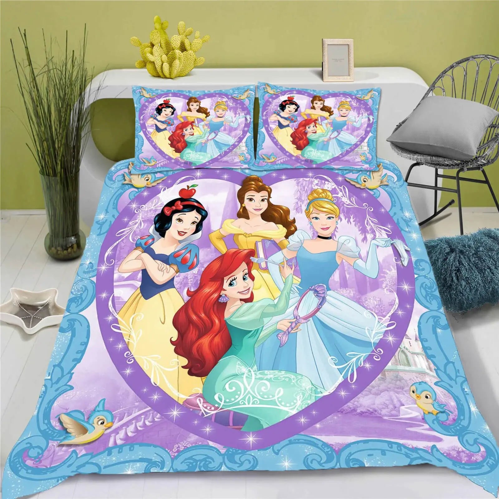 Cartoon Princesses Ariel & Snow White Kids Quilt Cover