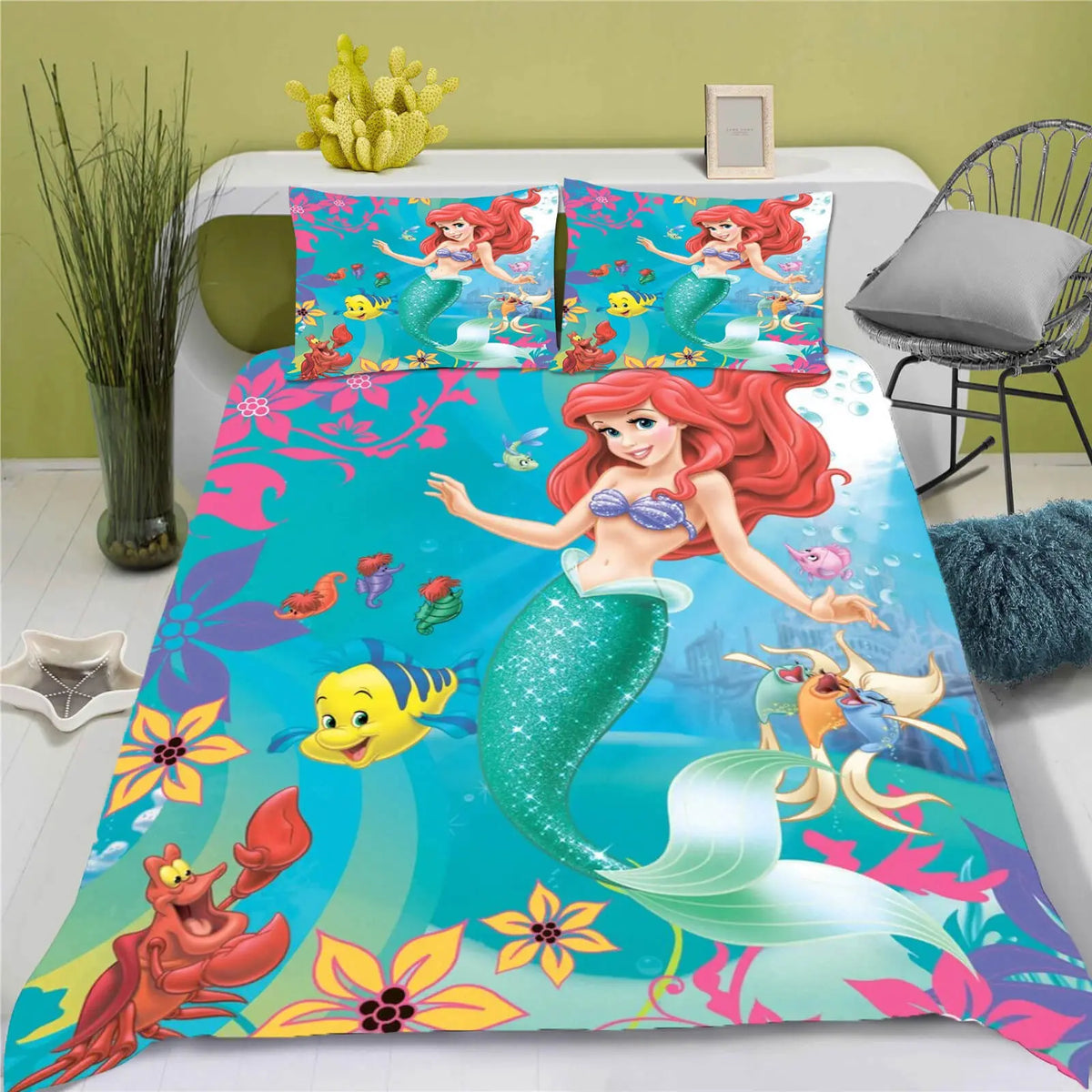 Cartoon Princesses Ariel Girls Bedroom Doona Cover