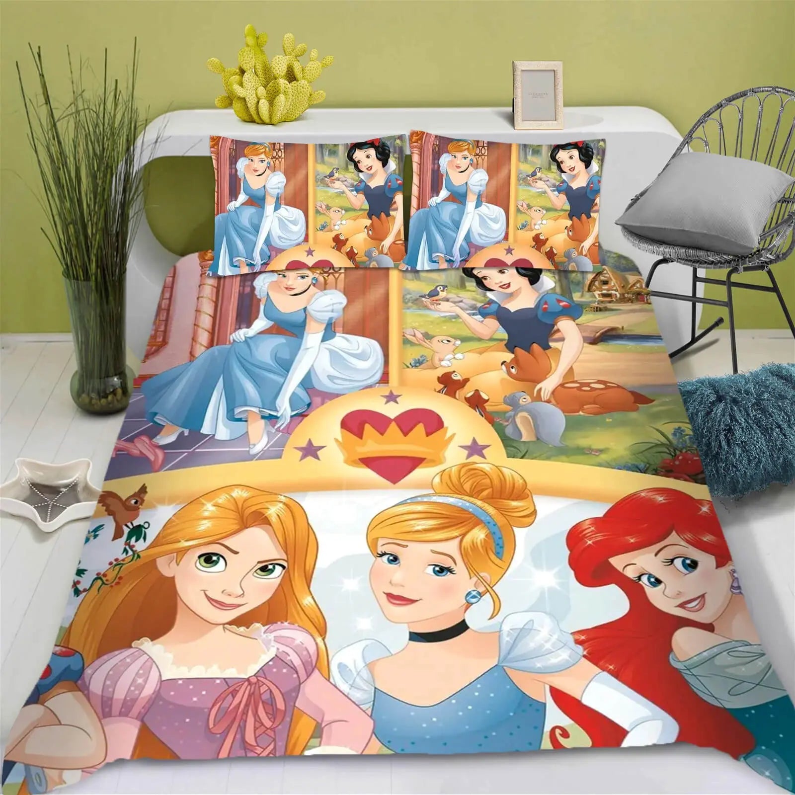 Cartoon Princesses Snow White
 & Ariel Kids Duvet Cover