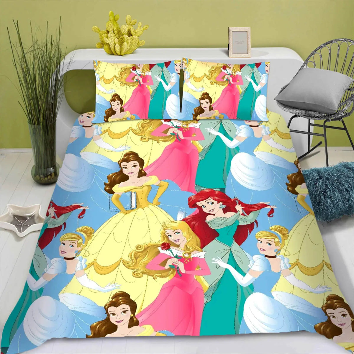 Cartoon Princesses Belle & Aurora Kids Quilt Cover