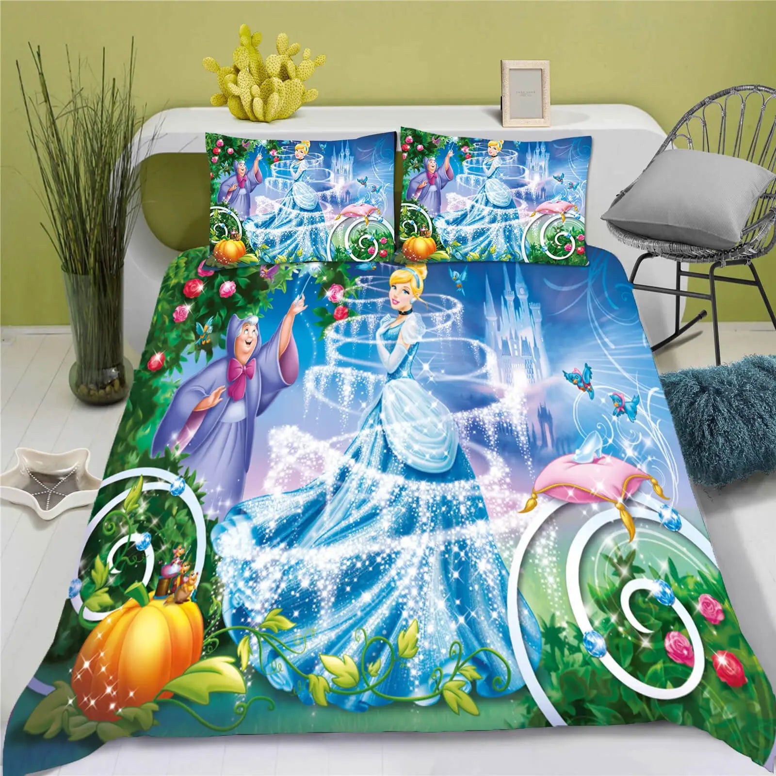 Cartoon Princesses Cinderella Kids 3D Doona Cover