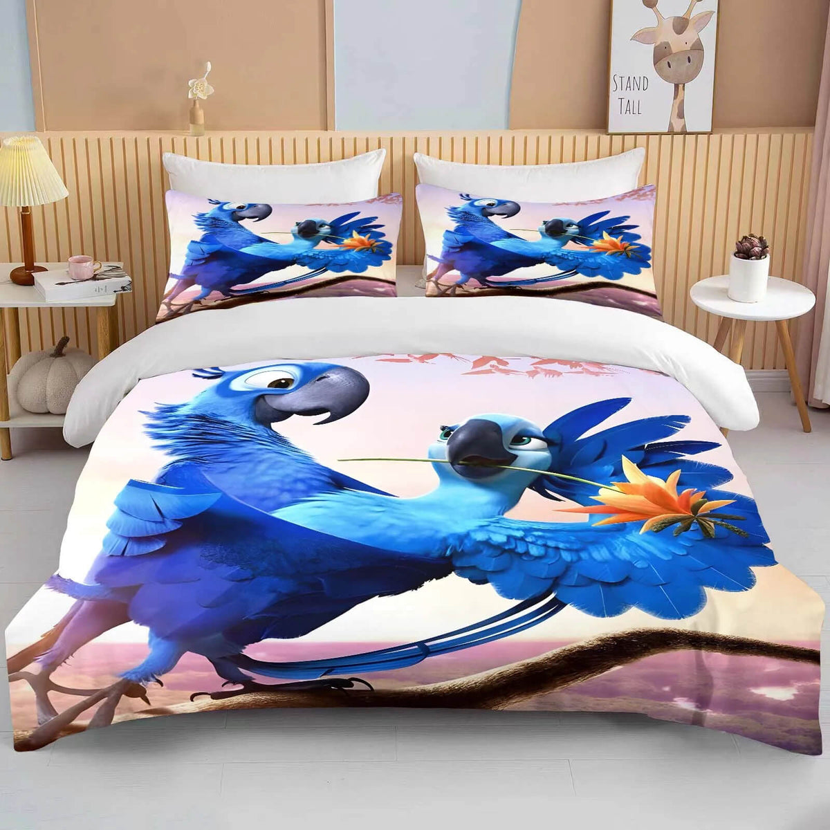 Cartoon Rio Disney parrot bedding set for kids