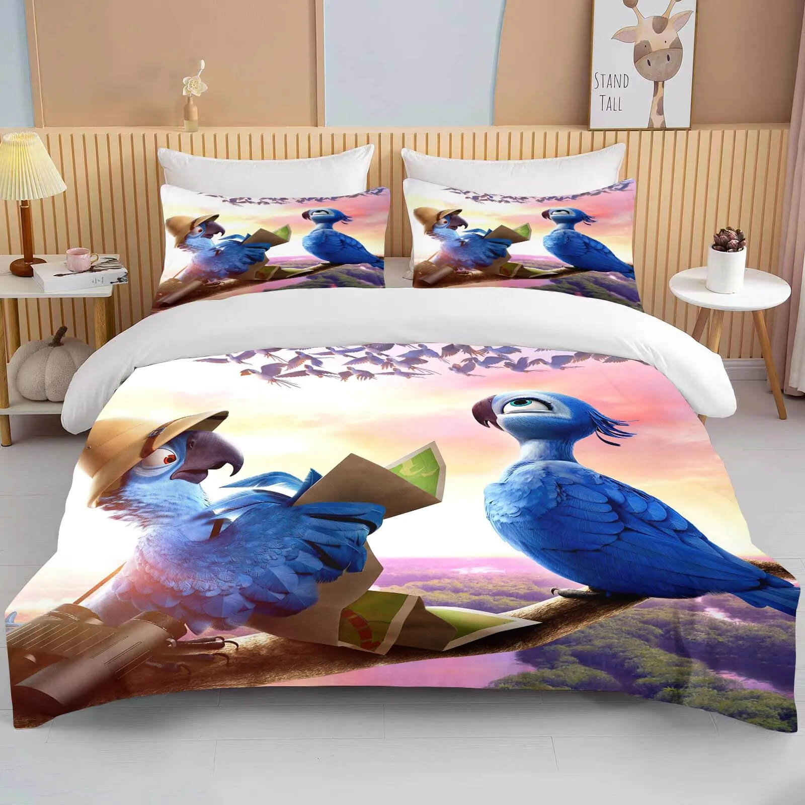 Cartoon Rio bedding with duvet cover and pillows
