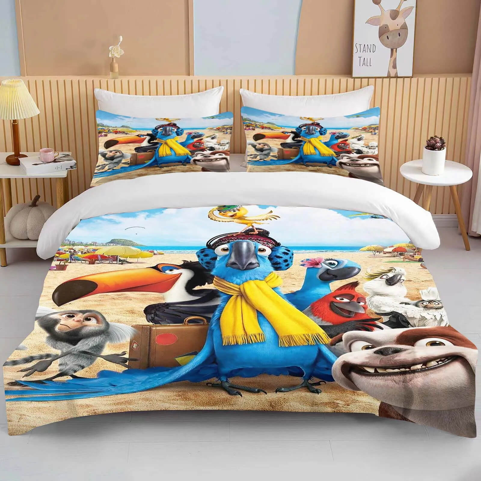 Cartoon parrot bedding set inspired by Rio movie