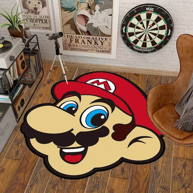 Cartoon Super Mario Bros Irregular Rug for Kids Bedroom Decor