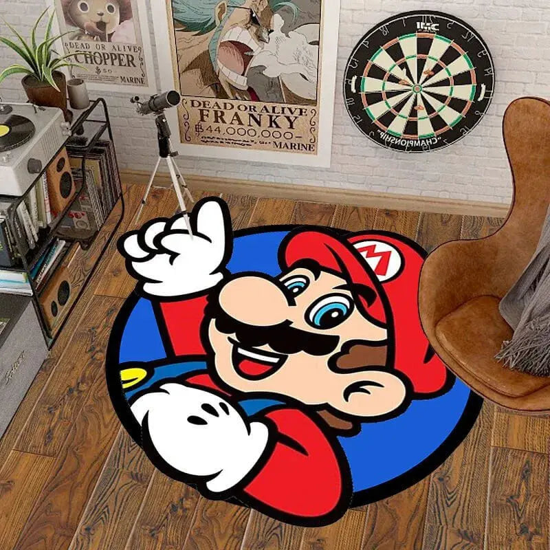 Cute Mario and Luigi Cartoon Rug with Irregular Shape