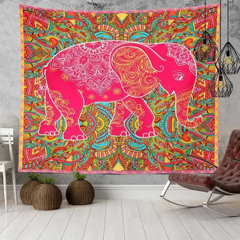 Chakra elephant mandala cloth for spiritual decor