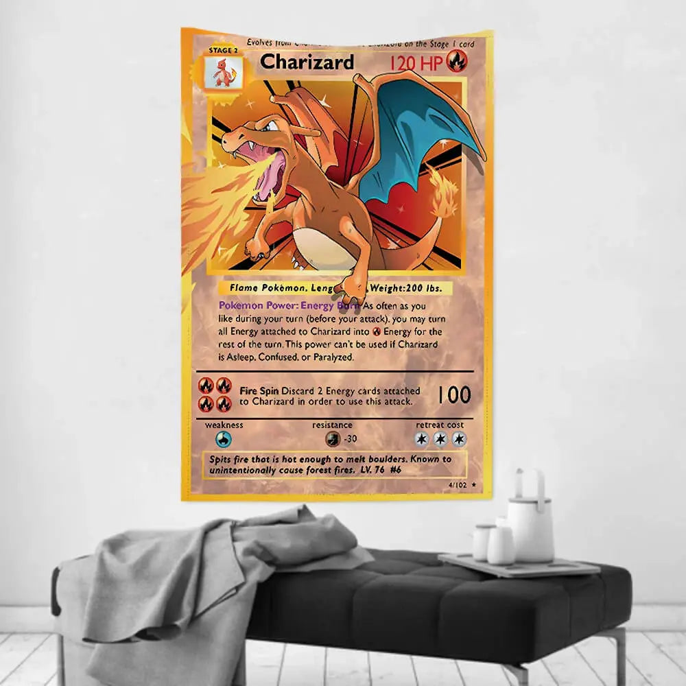 Charizard Wall Hanging - Pokemon Card Tapestry - Zirconic
