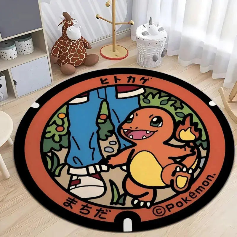 Soft round rug with non-slip base placed in a cozy living room