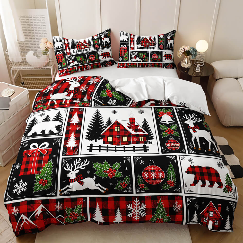 Festive holiday duvet cover for Christmas bedroom decor