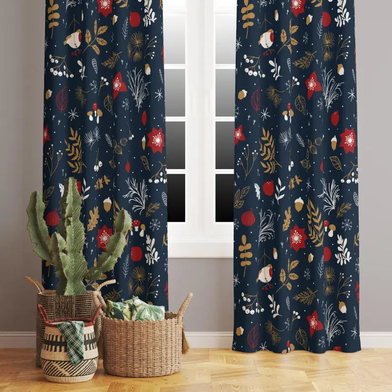 Christmas themed curtains for home