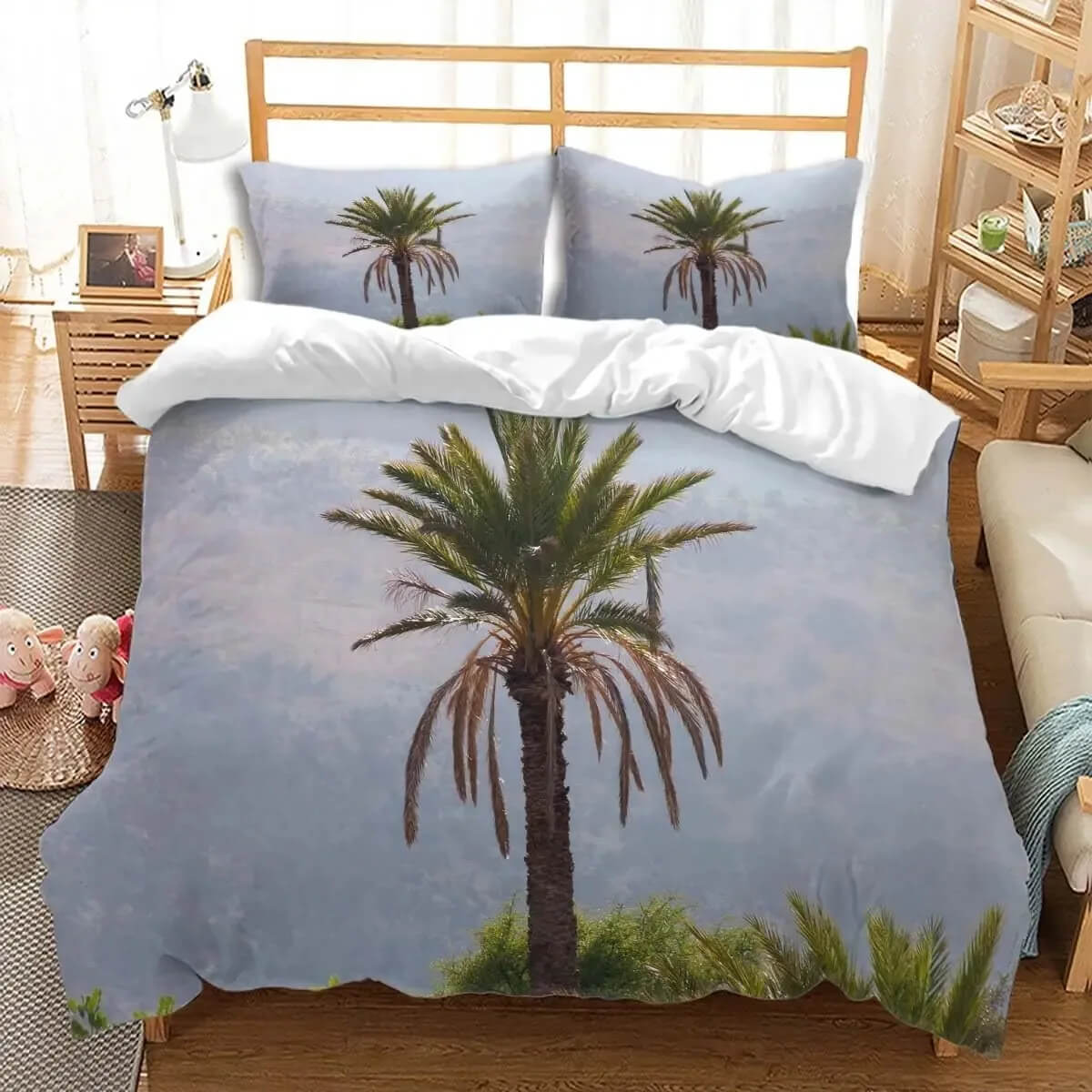 Beach house quilt cover coconut tree design