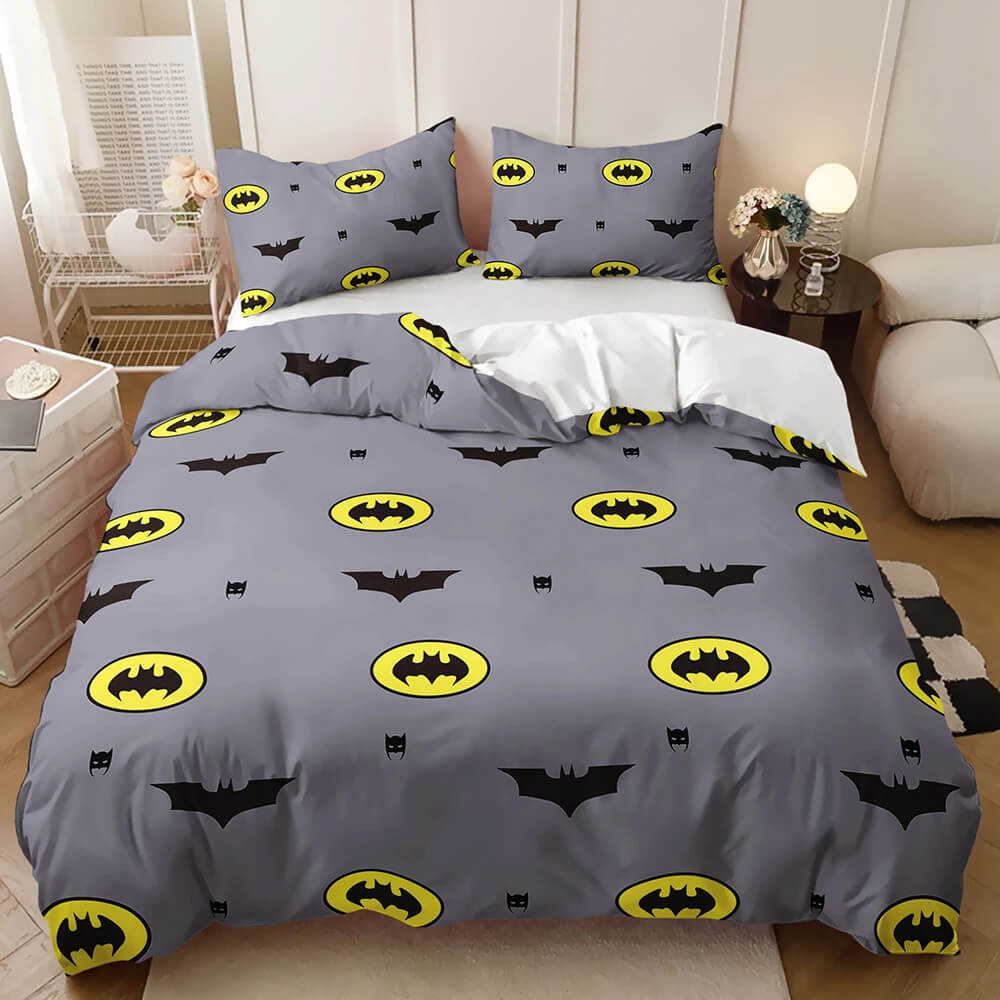 Batman logo print cartoon themed kids bedding