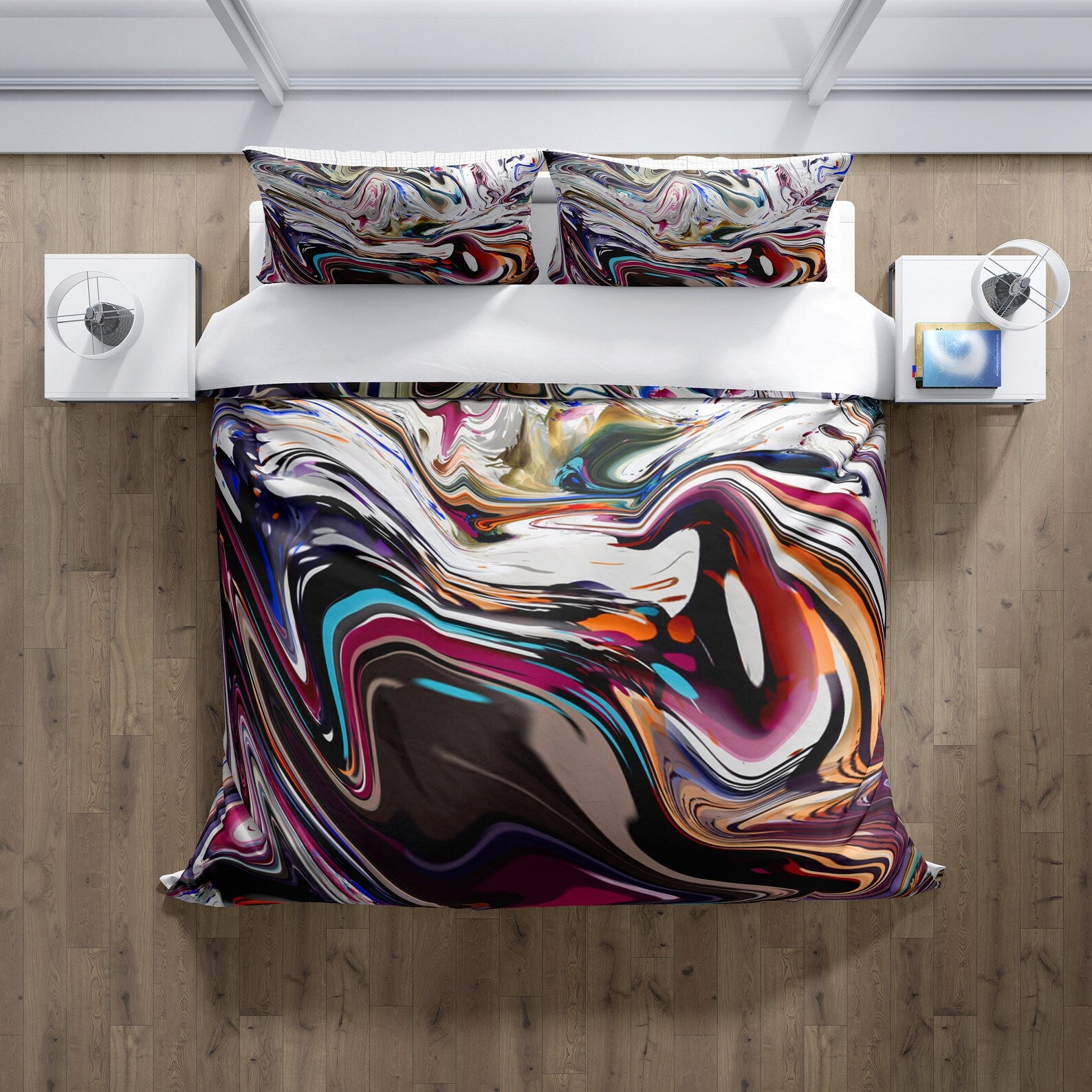 Abstract colorful bedroom bedding marbled pattern for gift