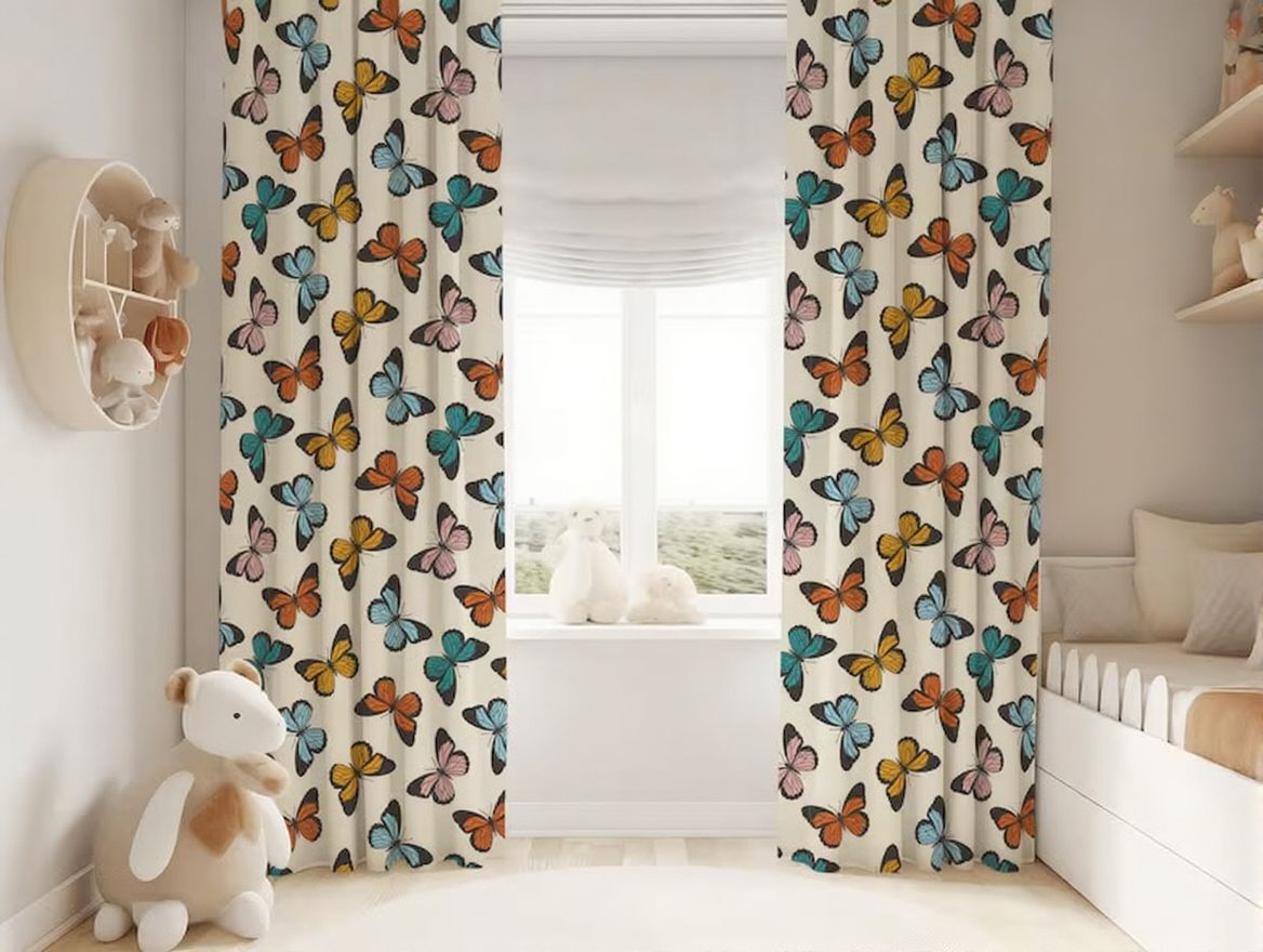 Colorful Butterfly Baby Girl Room Curtain Nursery Curtains Window Curtains