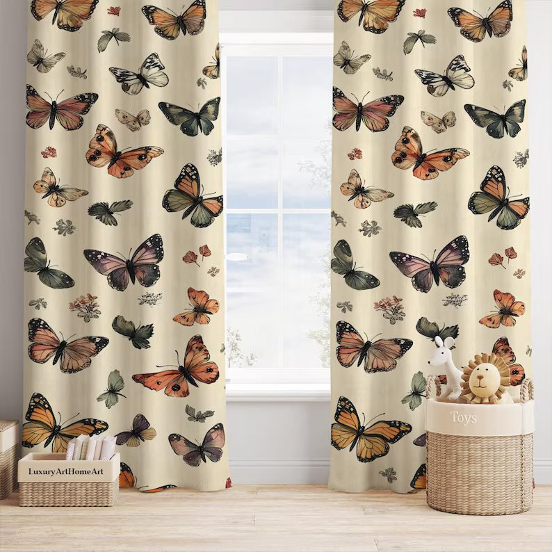 Colorful Butterfly Baby Girl Room Ultra Soft Curtain Nursery Curtains Window Curtains