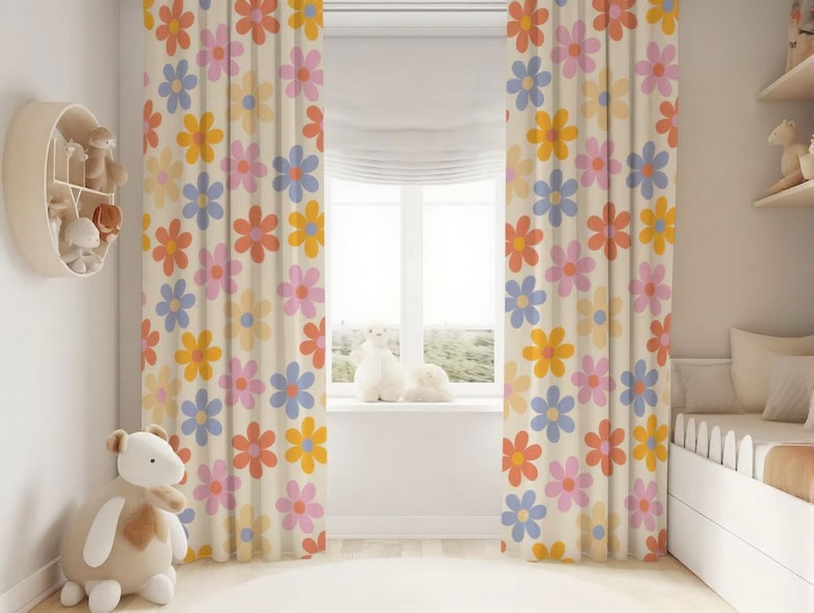 Colorful Daisy Baby Girl Room Curtain Nursery Curtains Window Curtains