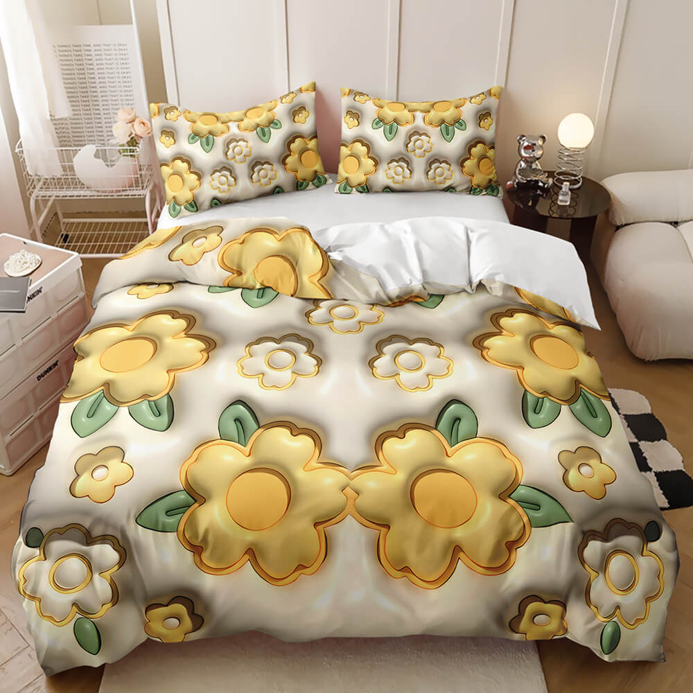 Colorful floral quilt cover set