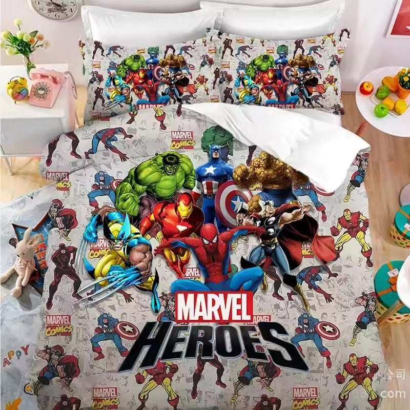 Colorful Marvel Avengers superhero quilt cover for boys bedroom