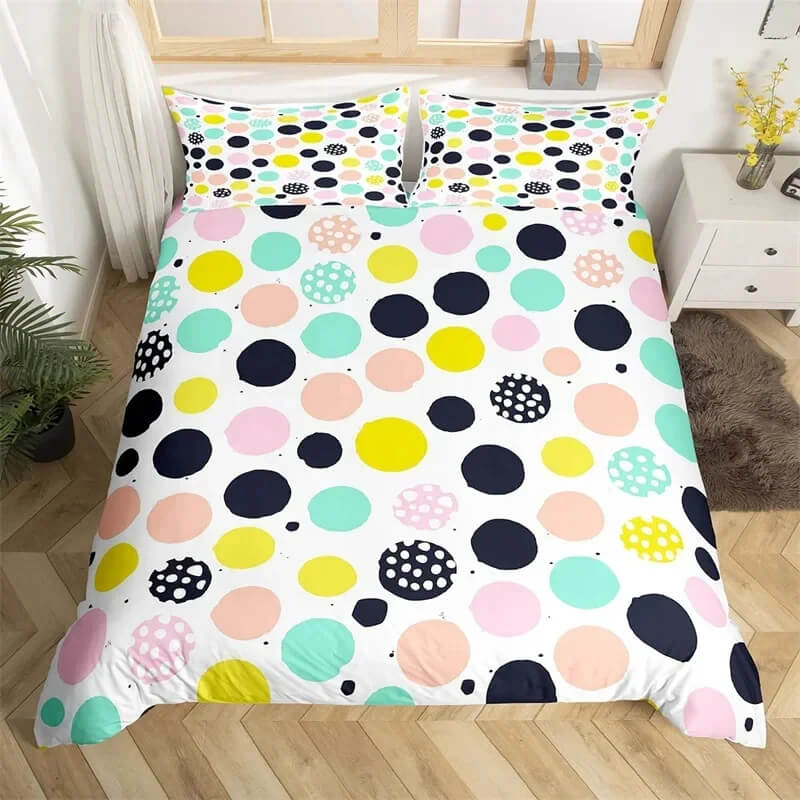 Colorful circle print bedding set