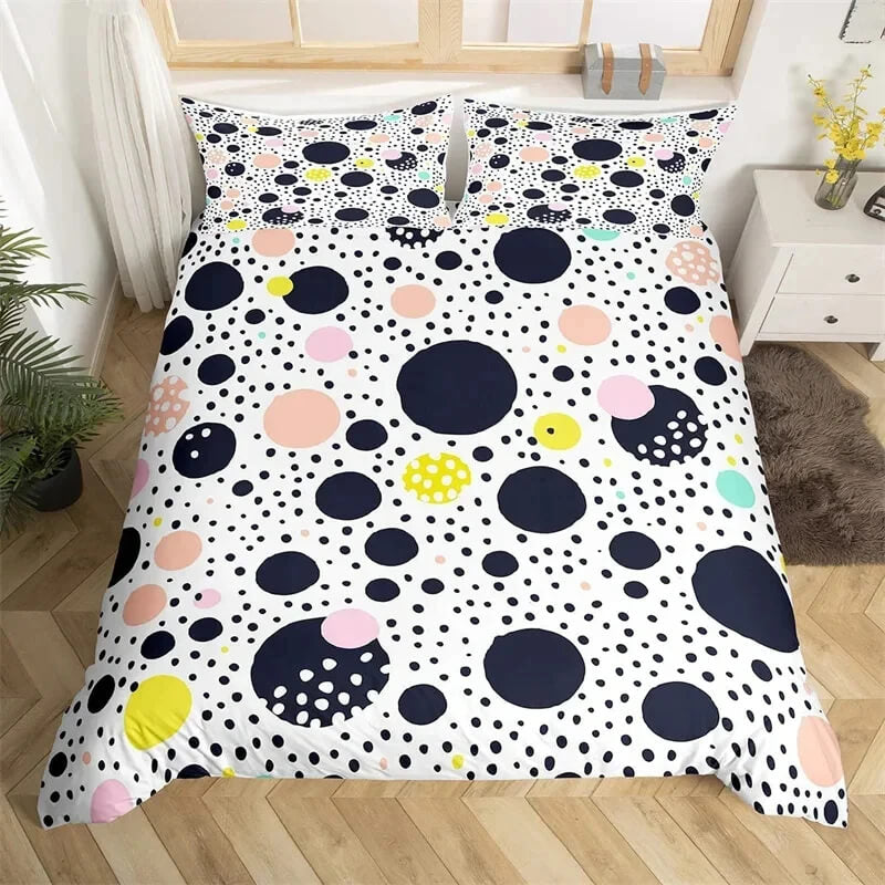 Watercolor polka dots duvet cover microfiber