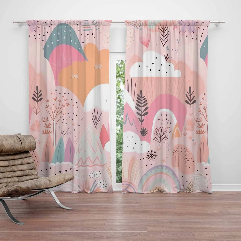 Colorful Rainbow Nursery Curtains: Kids Room Decor
