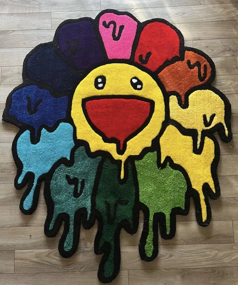Cute happy flower carpet for nursery or playroom
