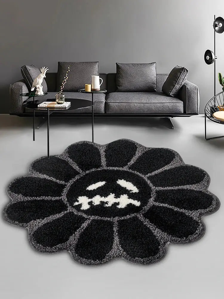 Kawaii smiley flower rug unique home decor