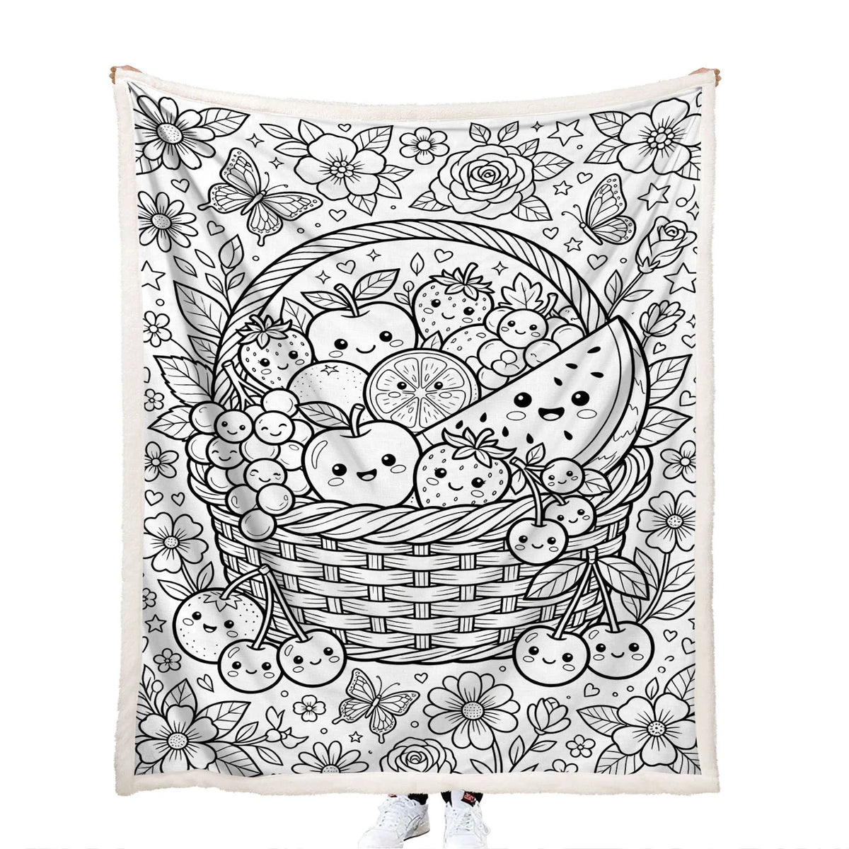 kids coloring fruits theme blanket for creative family activities