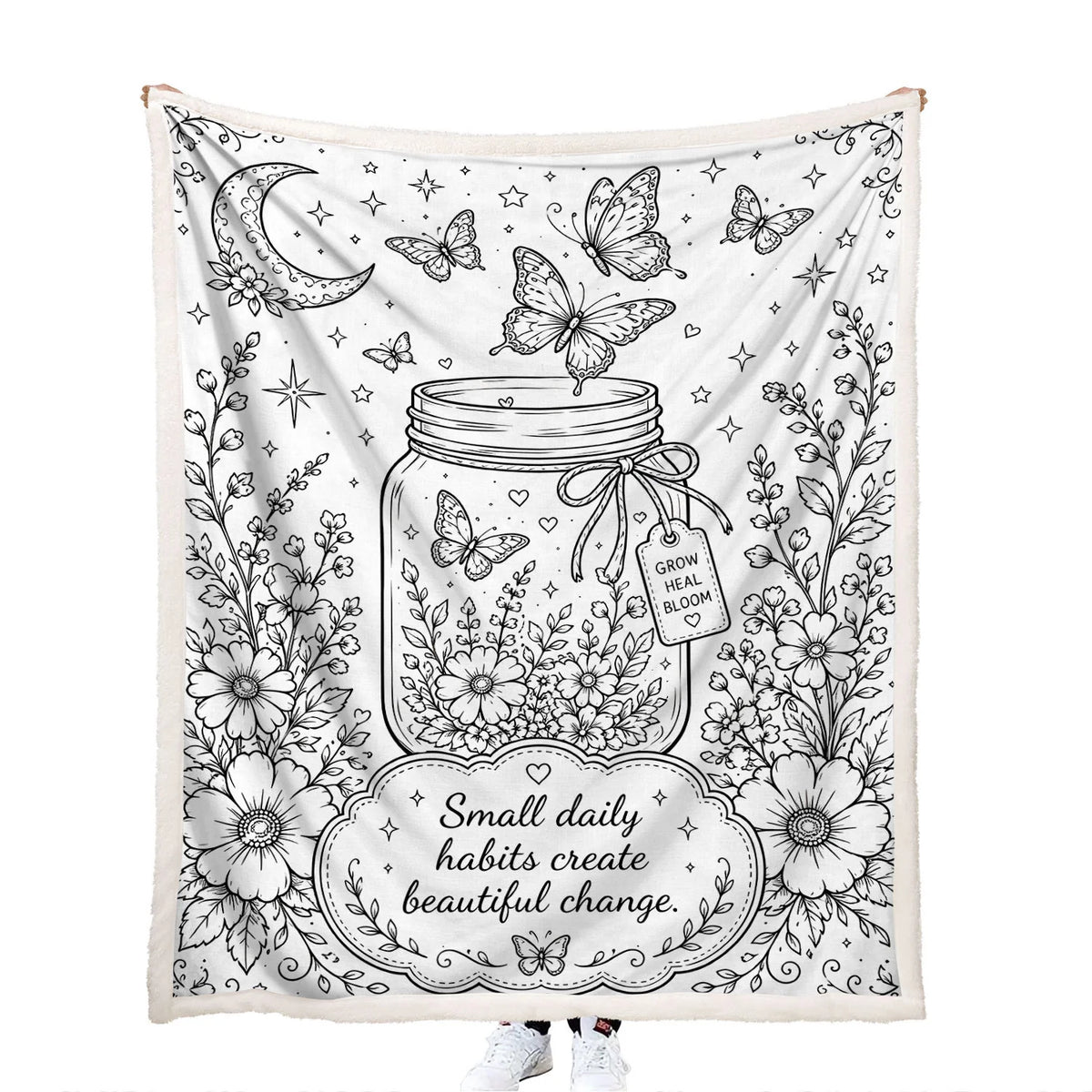 DIY coloring butterfly mason jar blanket for birthday gift