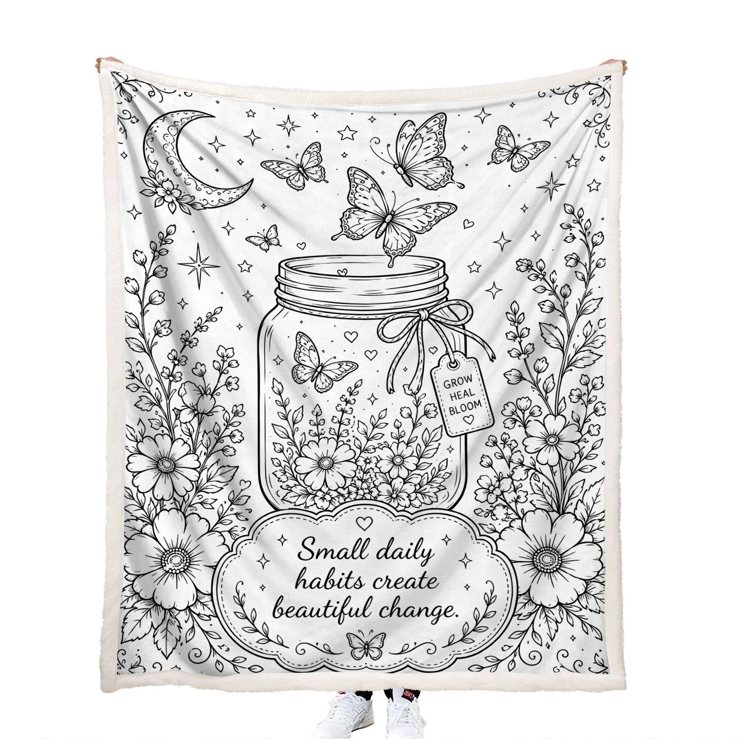 DIY coloring butterfly mason jar blanket for birthday gift