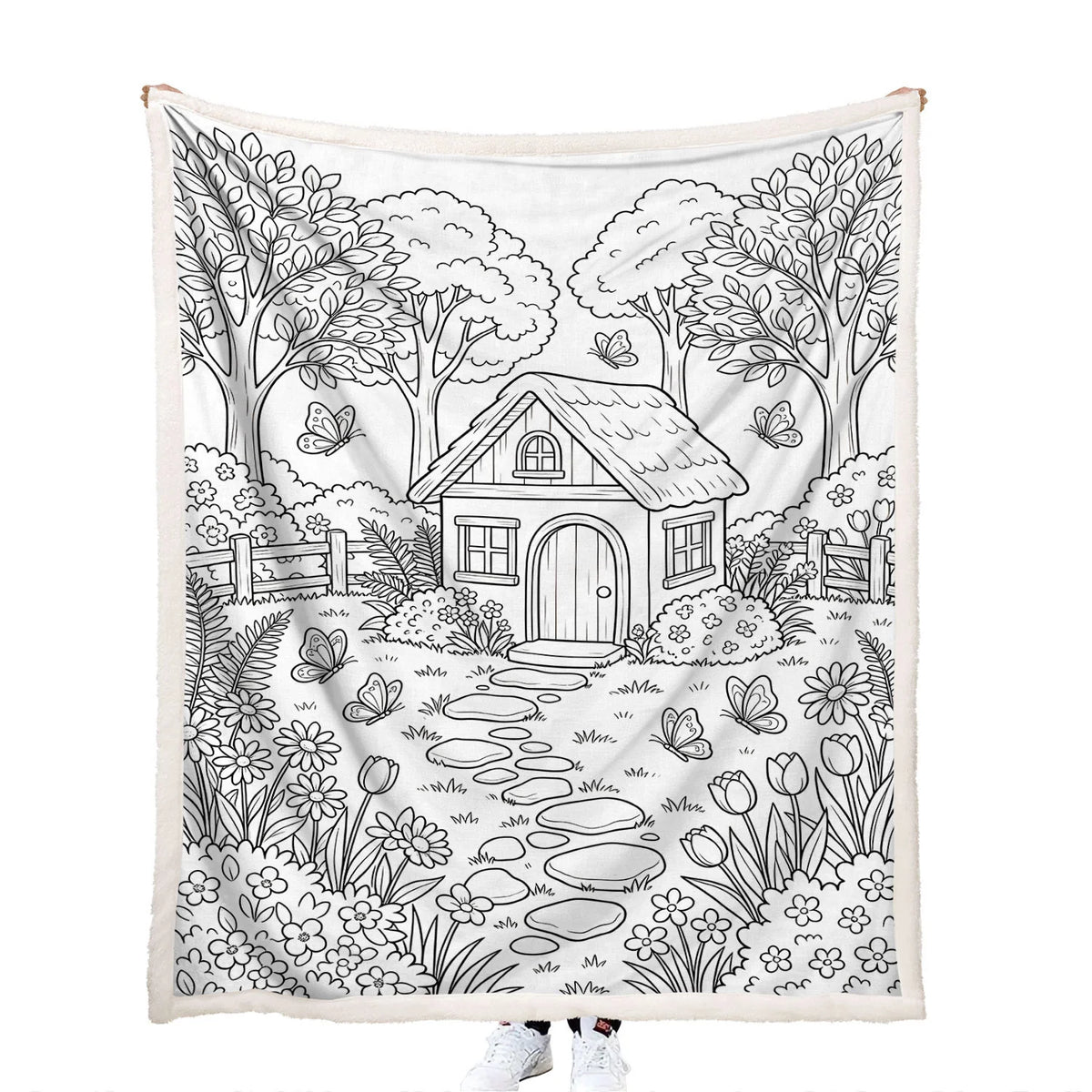 coloring cozy garden cottage blanket for adults creative relaxation