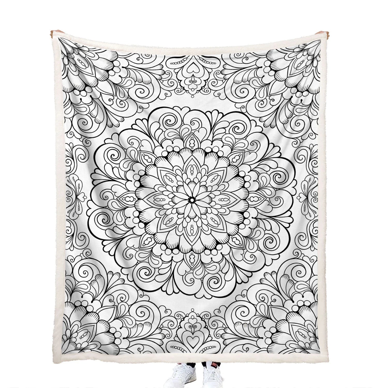 DIY coloring mandala art design blanket for kids and adults with 24 markers