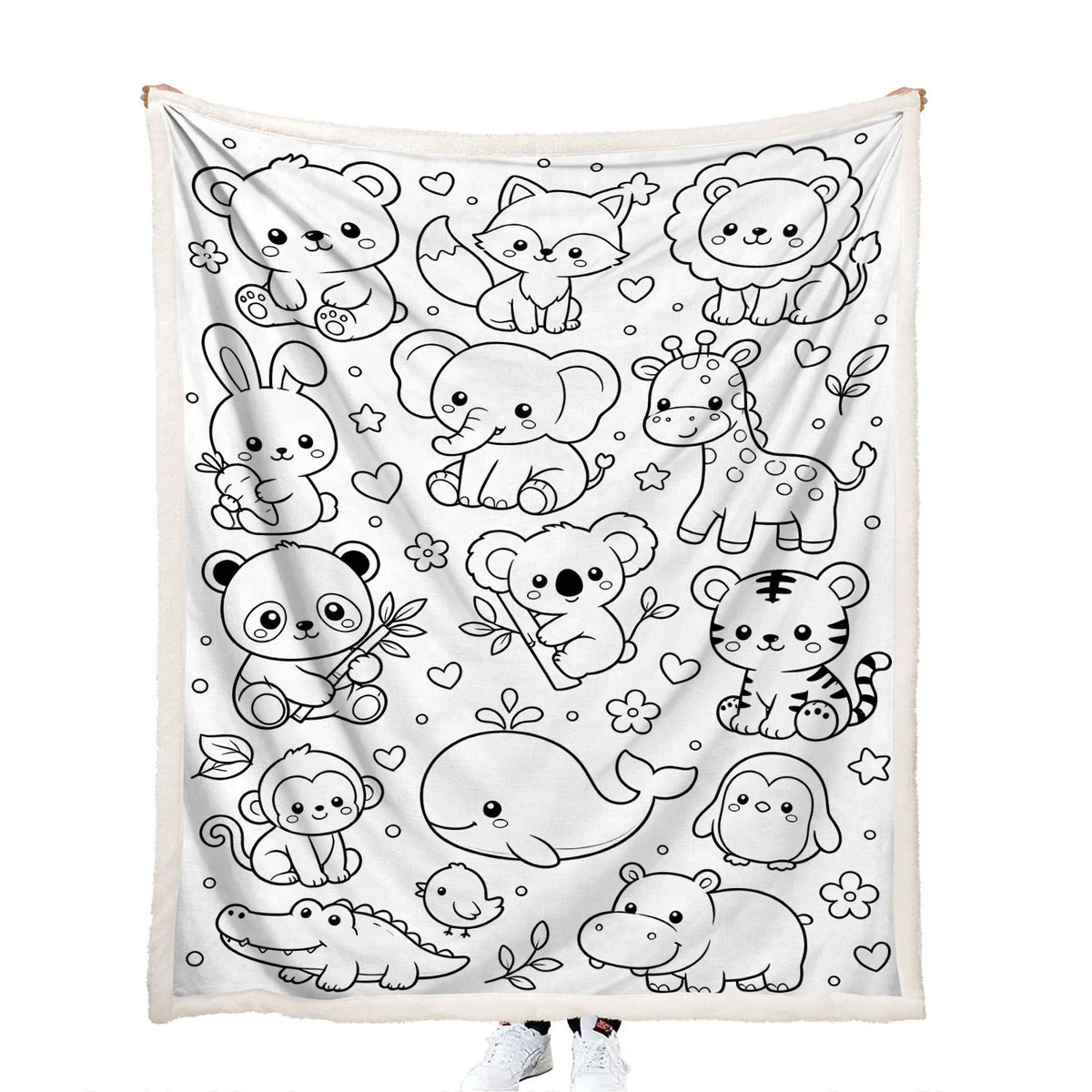 colored DIY cartoon baby animals throw blanket for creative play