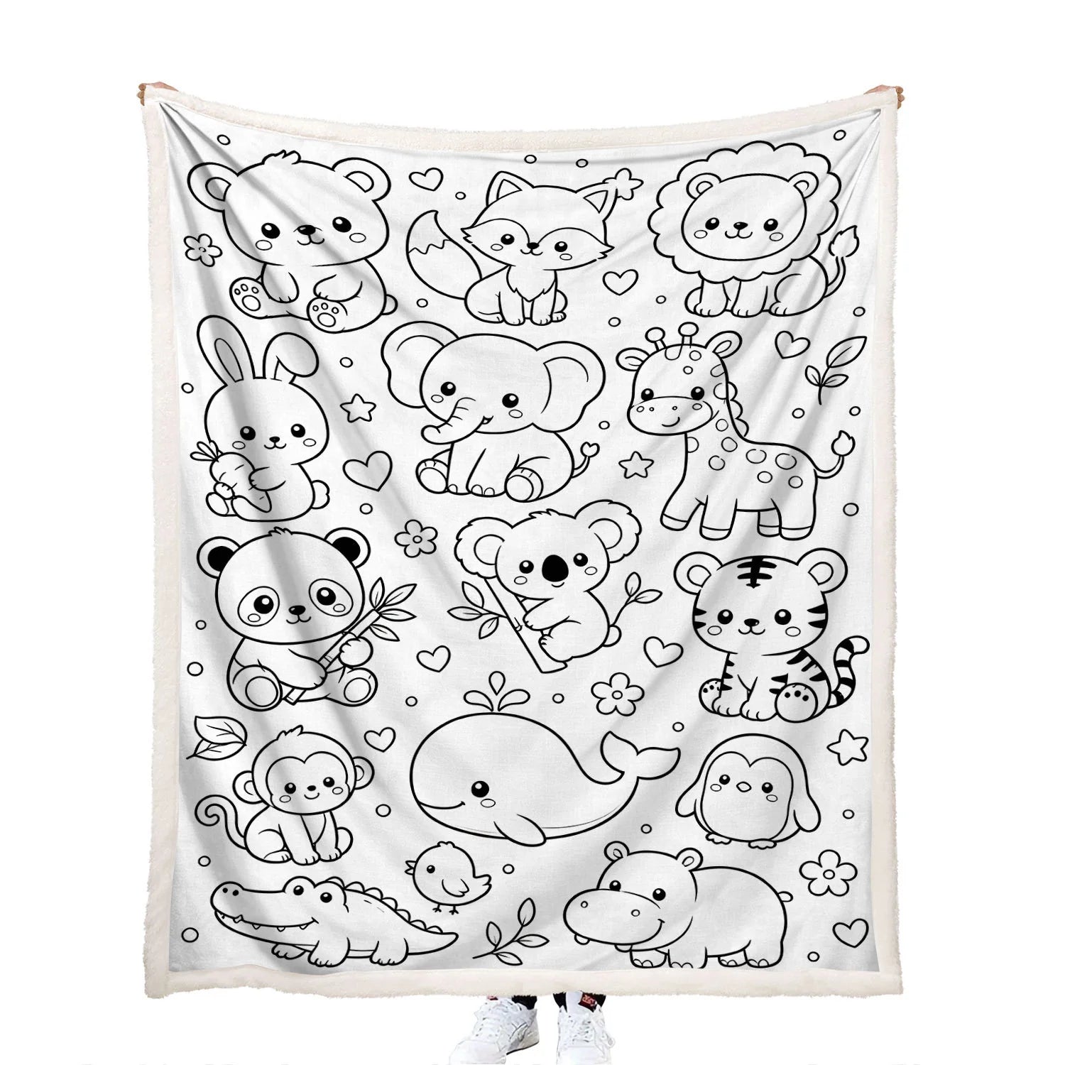 colored DIY cartoon baby animals throw blanket for creative play
